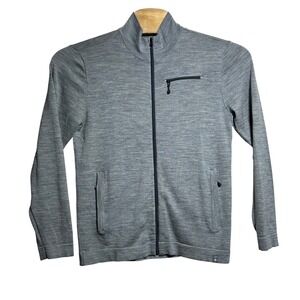 Smartwool Mens Merino Wool Full Zip Sweater Gray SR615 Mock Neck Jacket M